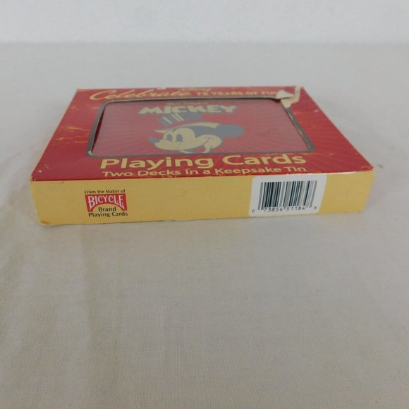 Disney 75 Years of Mickey Mouse Collectible Tin 2 packs Playing Cards Unopened - Picture 2 of 10